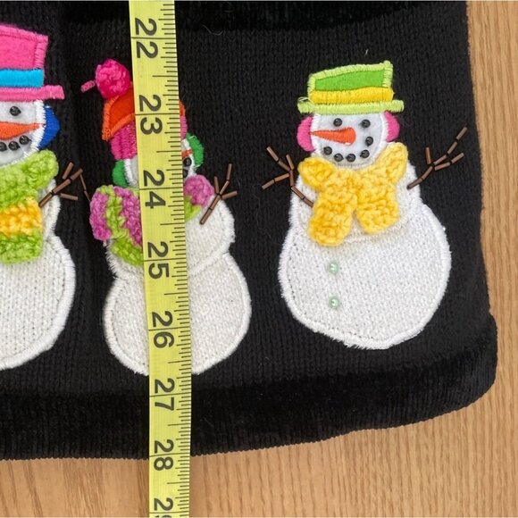 Vtg Quacker Factory Christmas Cardigan Women L w Snowman Snowflake Embellishment - Picture 9 of 9